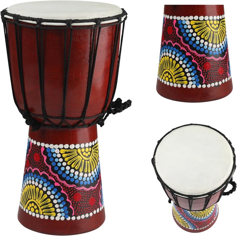 GOGHOST Wood Djembe Drum, 6.5'' x 12''Carved Mahogany African Drums with Goatskin Drumhead, West African Styled Professional Djembe Hand Drum for Adults Beginners - Image 1
